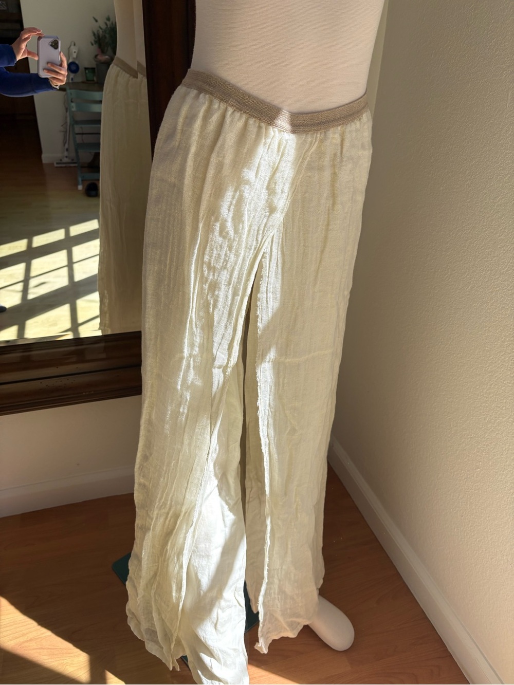 Maliparmi Cream Lightweight Wide-Leg Pants